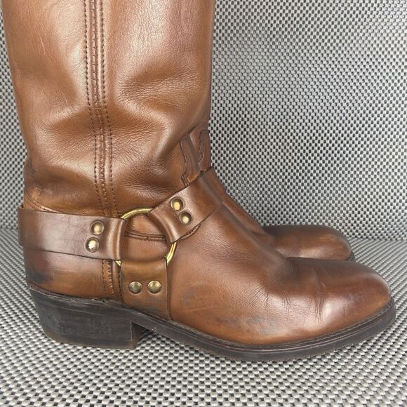 Double H Harness Boots Womens 11.5 Brown Leather Biker Motorcycle Western - Picture 8 of 15